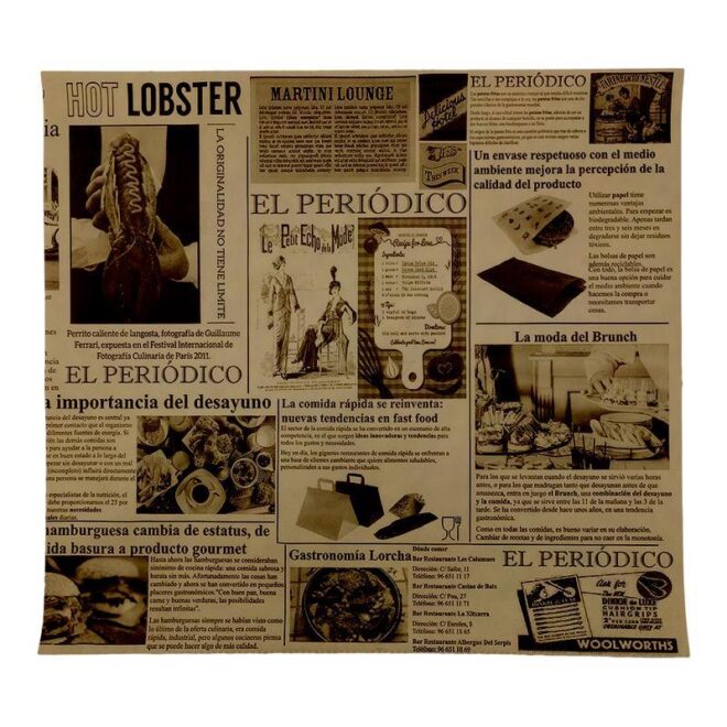 Papel antigrasa – Laminas - Kraft/News 27 x 35 cm.