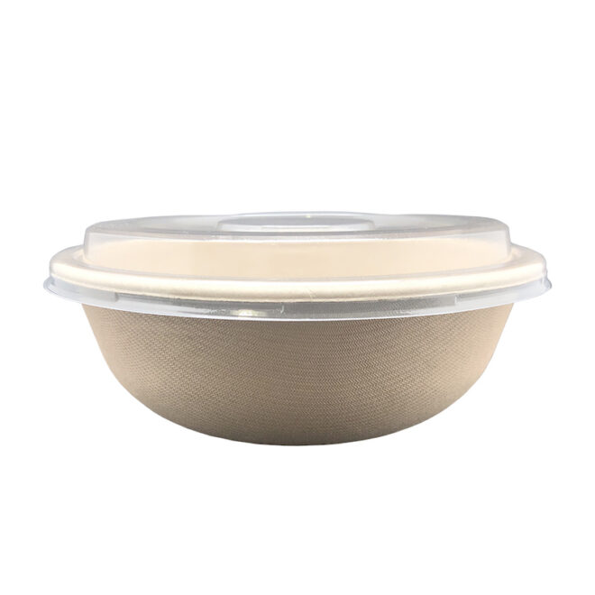 Bol redondo de bagazo de trigo con tapa - 750 ml. 17 x 6