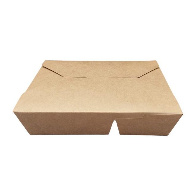 Envase Take-Away kraft 2 compartimentos - 1.260 ml. 20 x 14 x 6