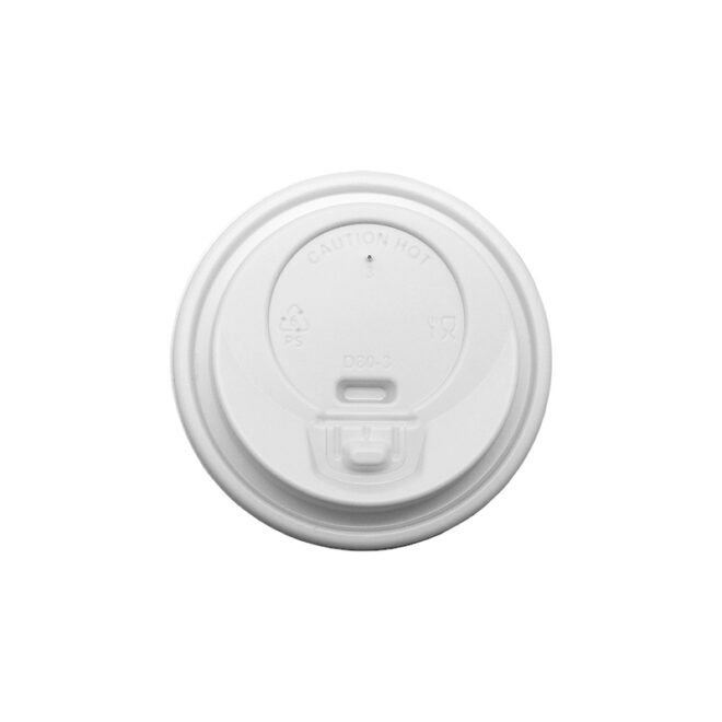 Tapa con cierre anti-derrame - Blanca - 8 oz. - Ø 80 mm.