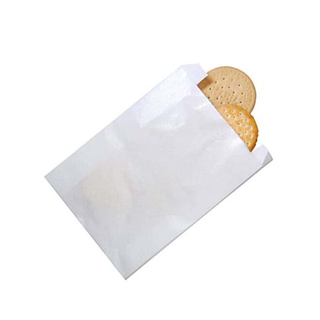 Bolsa de papel para bocadillo blanco 9 + 5 + 26 cm.