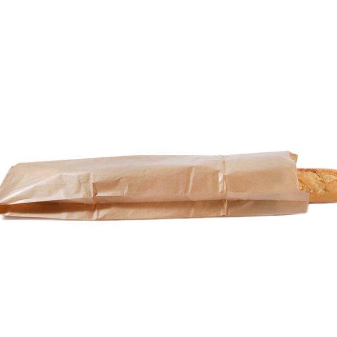 Bolsa de papel para baguette kraft 12 + 5 + 54 cm.
