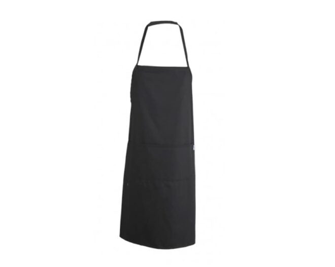Delantal negro con peto 80 x 70 cm.